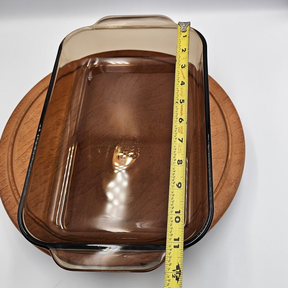 Vintage Pyrex Visions Amber Brown 2 Qt Rectangular Baking Dish 232-R Lasagna USA - Picture 8 of 9